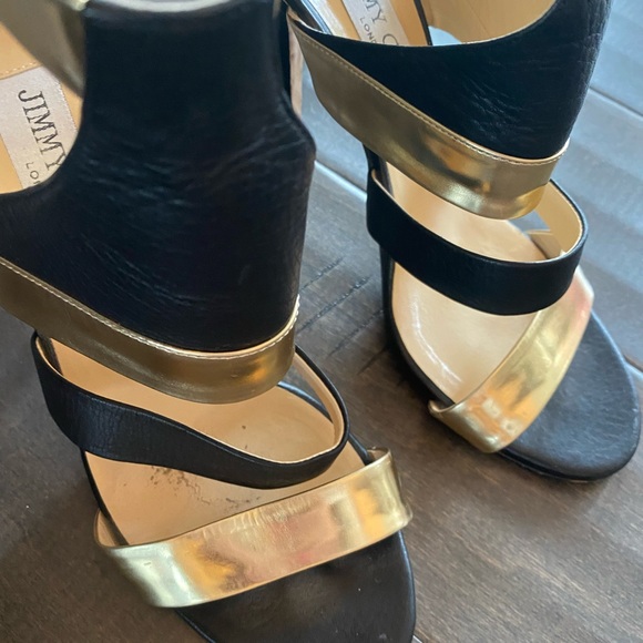 Authentic Jimmy Choo Black and Gold Pumps - Picture 2 of 9